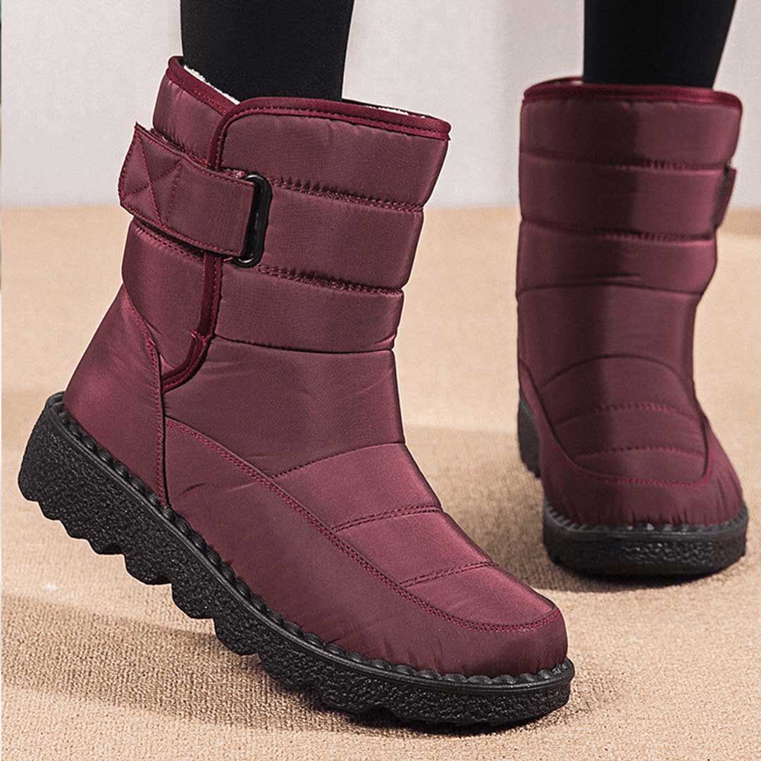 Halvora | Women's Waterproof Winter Snow Boots - Burgundy - Image 1