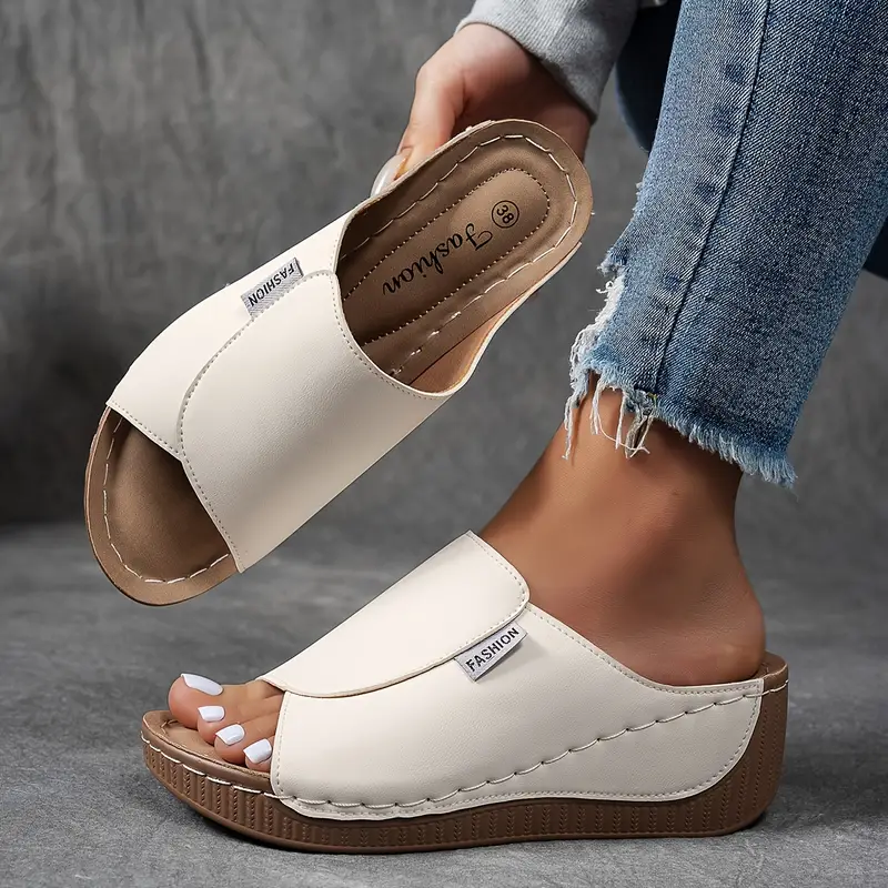 Harmony | Women's Platform Arch Support Sandals - Beige - Image 1