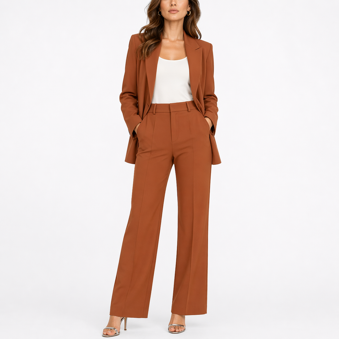 Imara | Women's Brown Blazer Trouser Set - Brown - Image 1