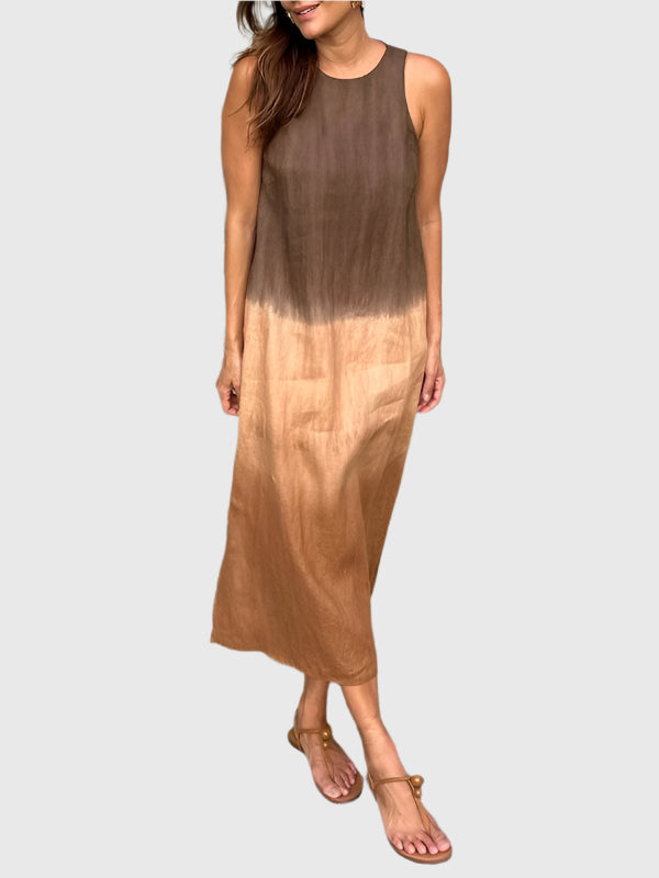 Jemima | Women's Tie Dye Midi Dress - Brown - Image 1