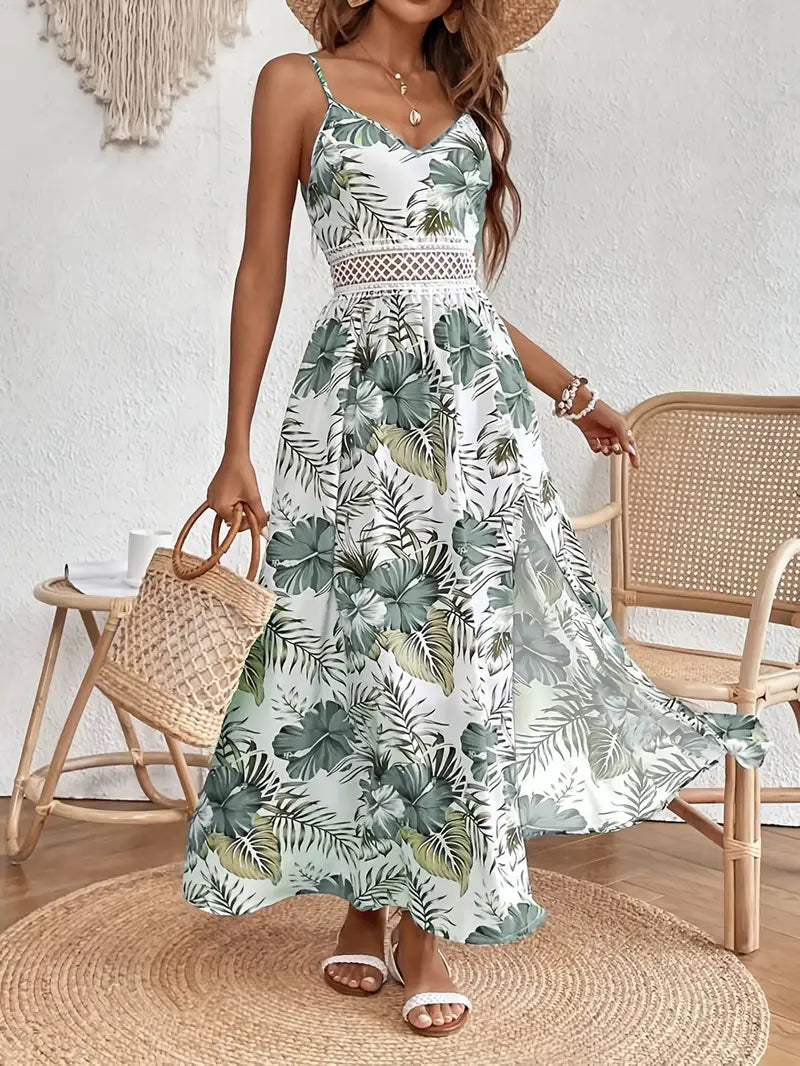 Junessa | Women's Tropical Print Maxi Dress - Floral - Image 1