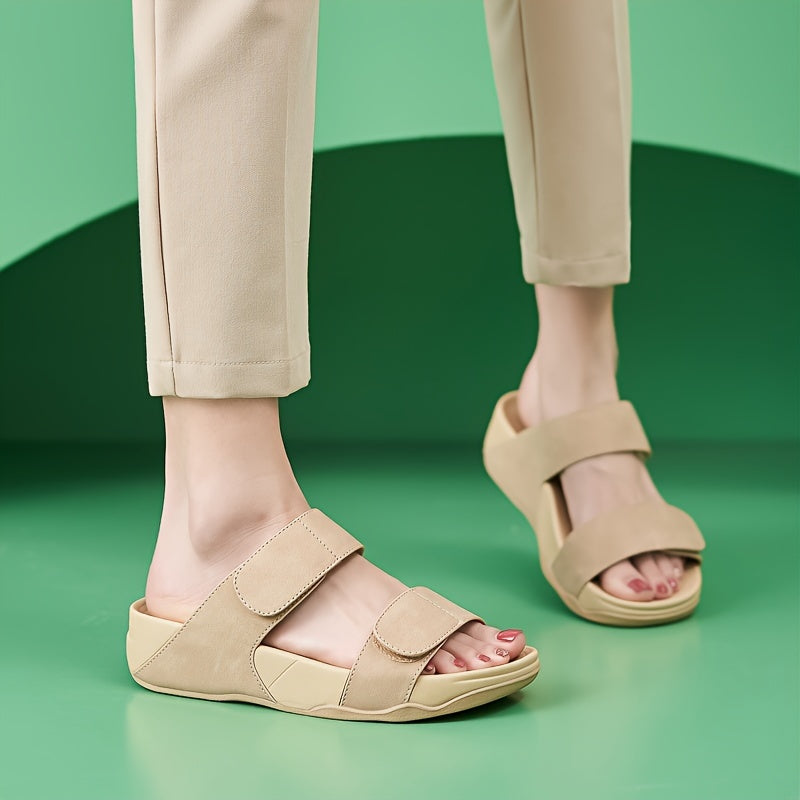 Laurencia | Women's Velcro Strap Sandals - Beige - Image 1