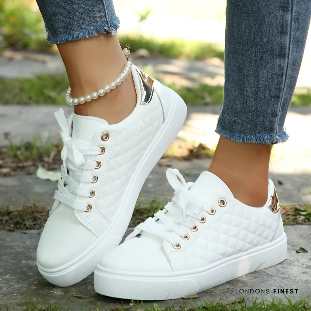 Lennora | Women's White Platform Trainers - White - Image 1