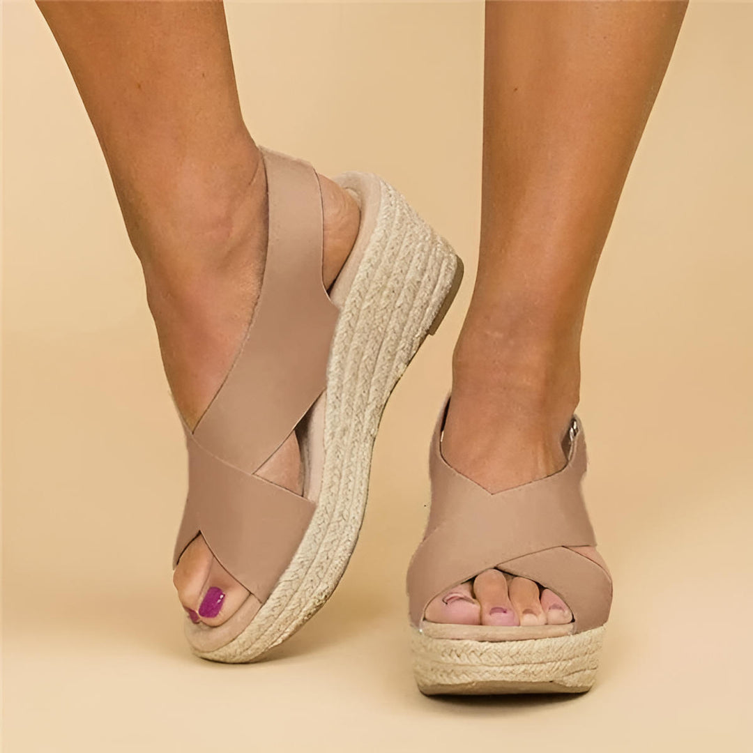 Lucienne | Women's Platform Espadrille Wedge Sandals - Beige - Image 1