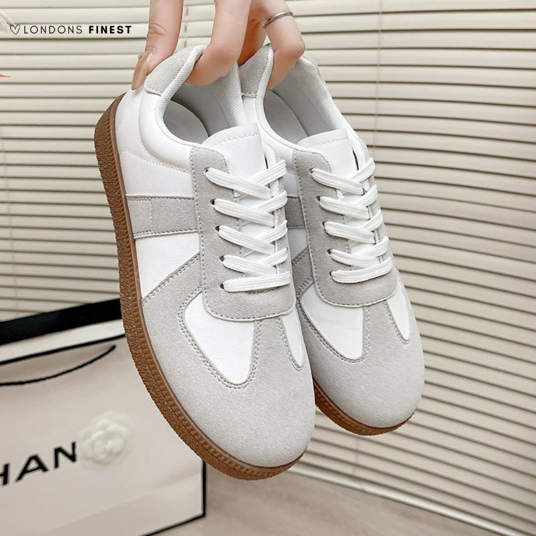 Lucinda | Women's Grey Lace Up Sneakers - Grey - Image 1