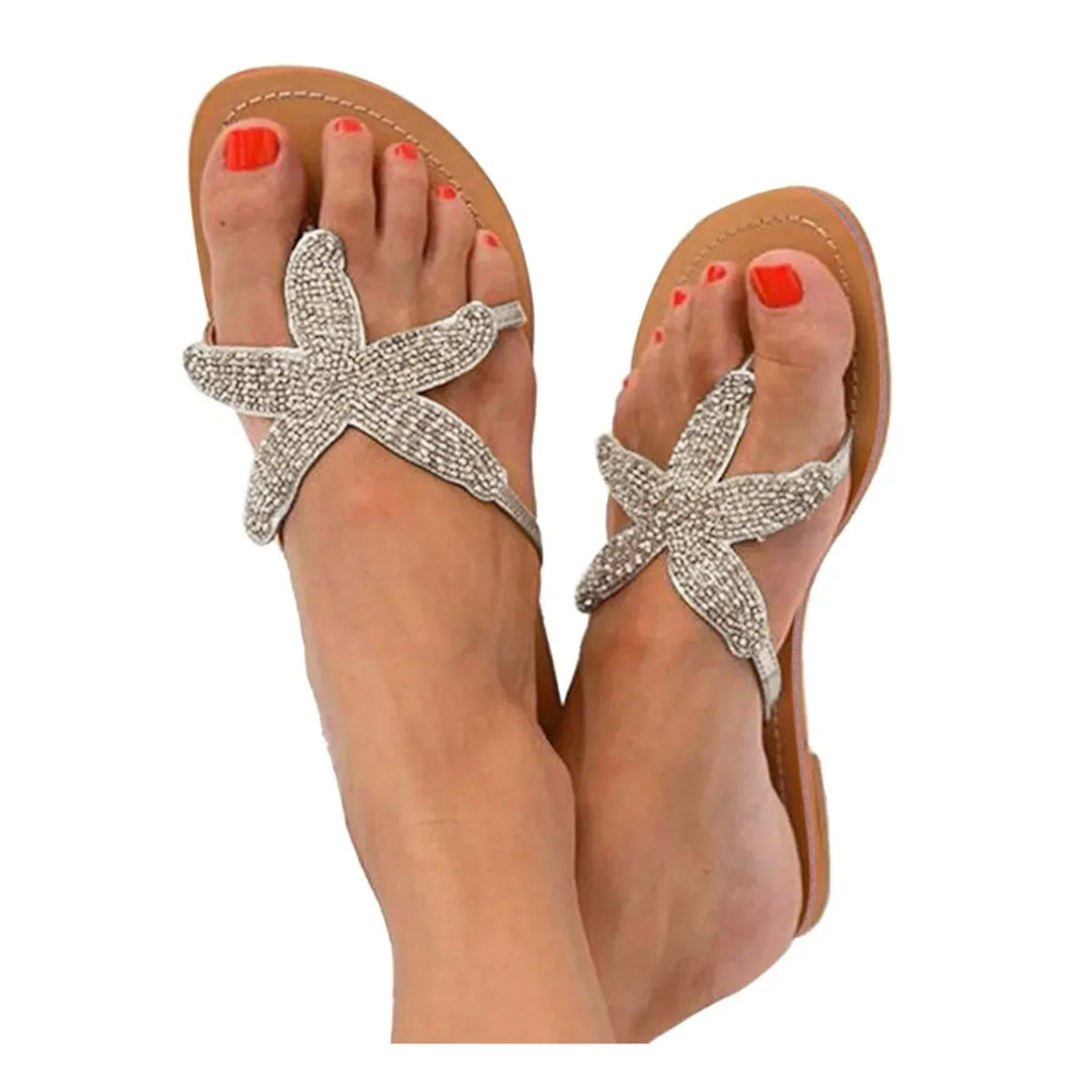 Lucinda | Women's Starfish Slide Sandals - Champagne - Image 1