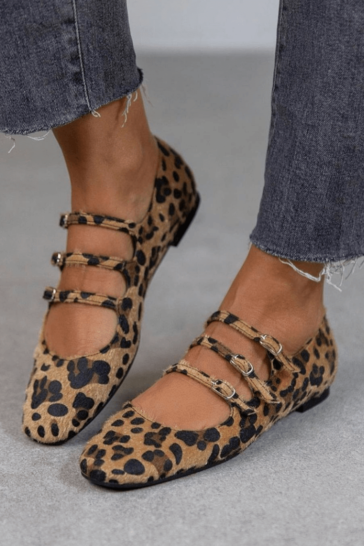 Lumira | Women's Leopard Print Loafers Triple Buckle - Leopard - Image 1