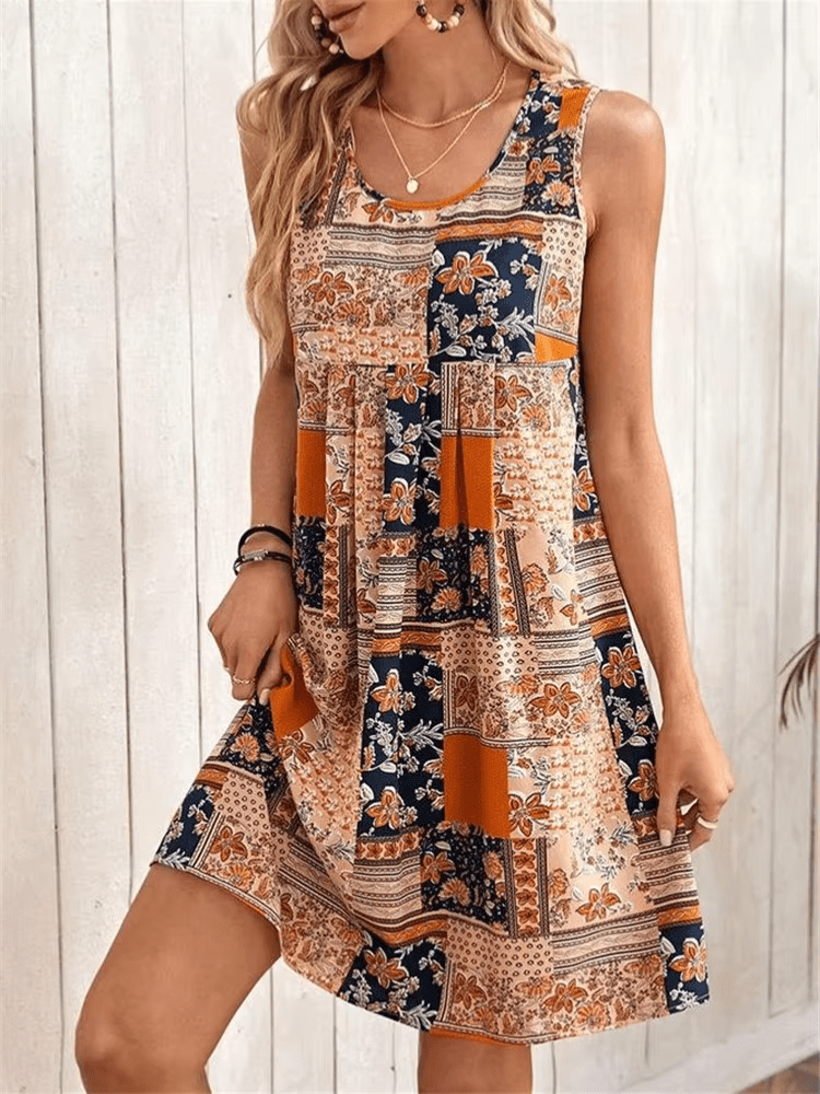 Lyralei | Women's Patchwork Print Sleeveless Mini Dress - Image 1