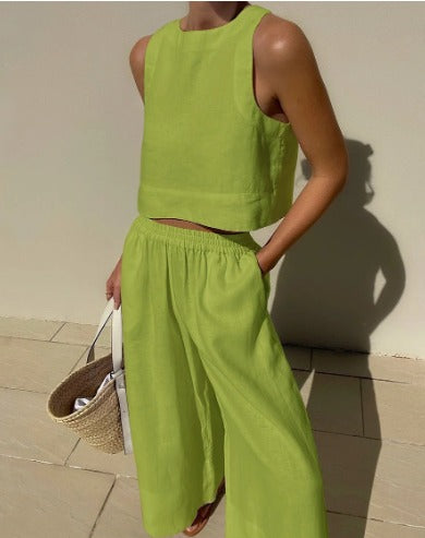 Lyralei | Damen ärmelloses Crop-Top mit weitem Bein - Weiß - Bild 3
