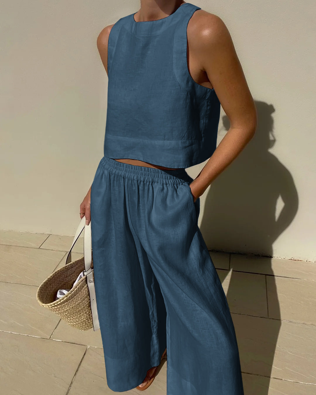 Lyralei | Damen Ärmelloses Crop-Top mit weitem Bein - Weiß - Bild 7
