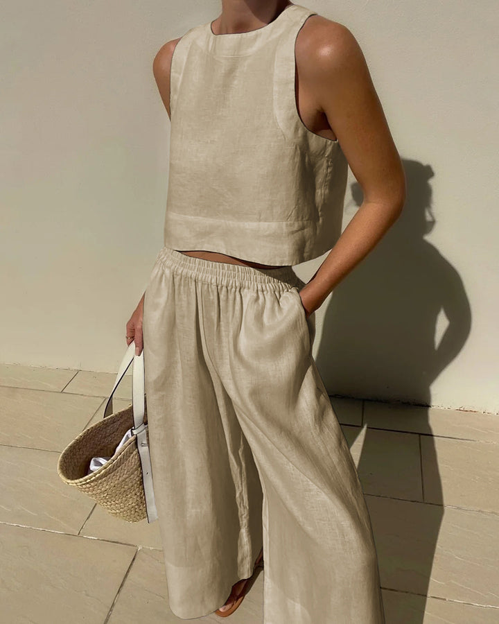 Lyralei | Damen ärmelloses Crop-Top mit weitem Bein - Weiß - Bild 8