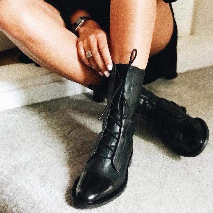 Lysandra | Women's Lace Up Ankle Boot - Black - Image 1