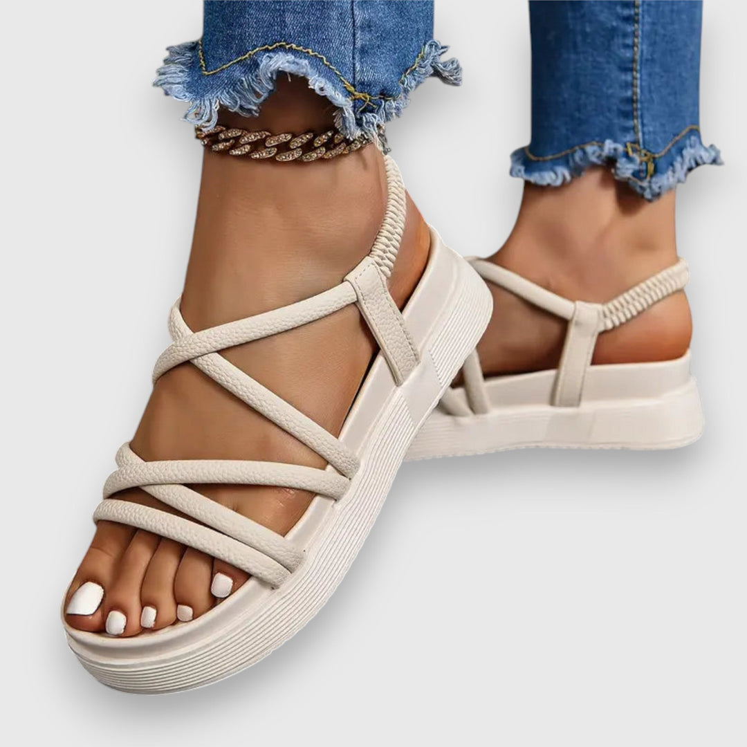 Lysandra | Women's Strappy Platform Sandals - Beige - Image 1