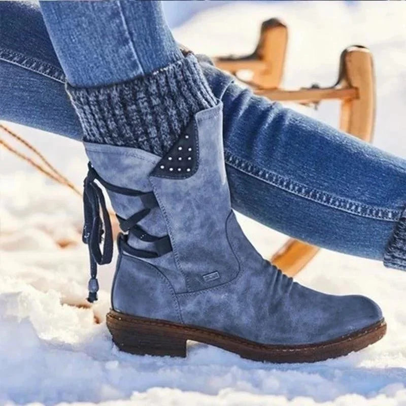 Lysiana | Women's Blue Lace-Up Ankle Boots - Blue - Image 1