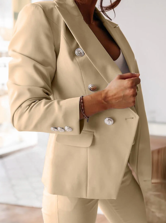 Lysinda | Damen Zweireihiges Blazer-Anzug-Set - Pink - Bild 16