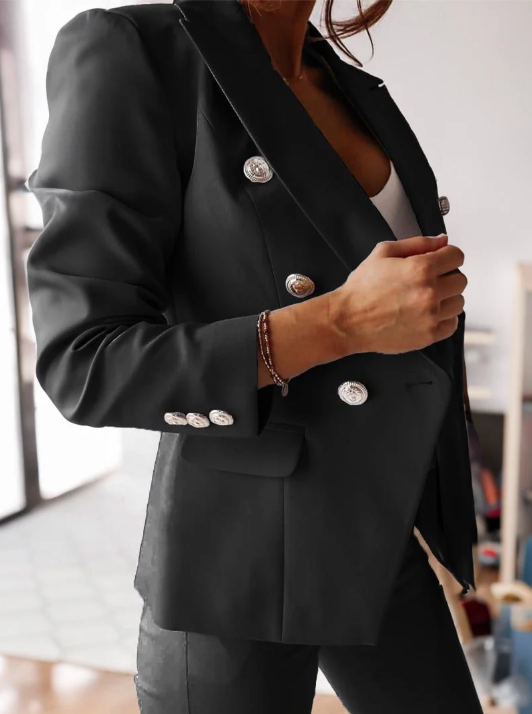 Lysinda | Damen Zweireihiges Blazer-Anzug-Set - Pink - Bild 5