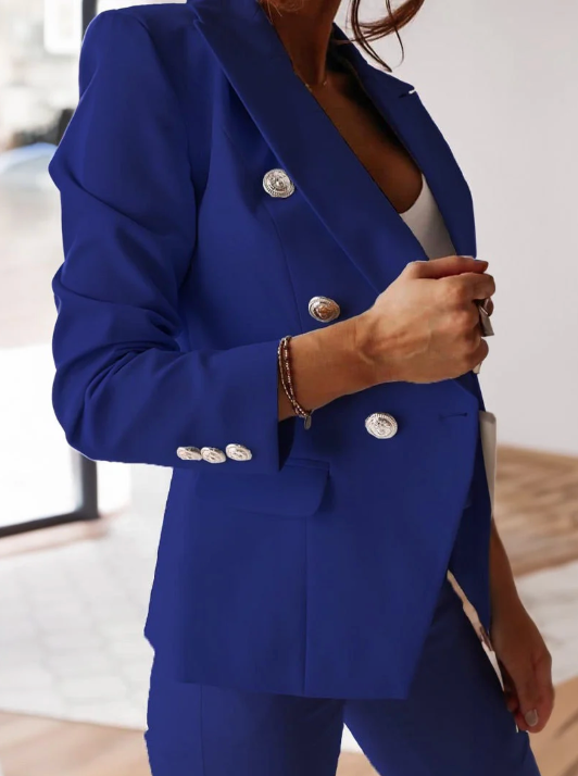 Lysinda | Damen Zweireihiges Blazer-Anzug-Set - Pink - Bild 6