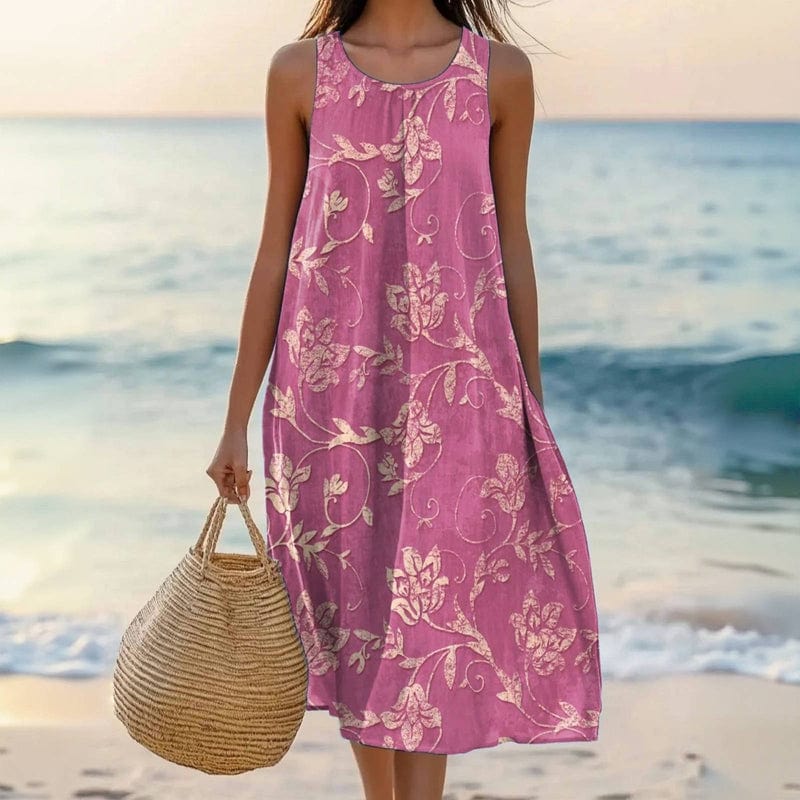 Magnolia | Women's Floral Sleeveless Midi Dress - Purple - Image 1