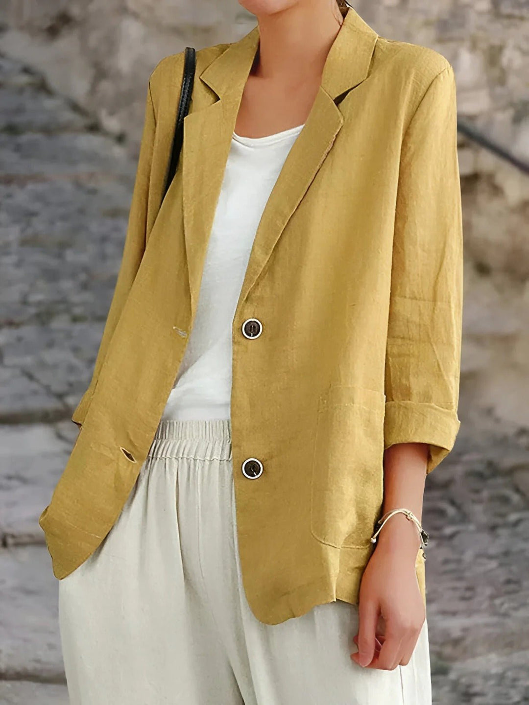 Marlaina | Women's Lightweight Tailored Blazer - Yellow - Image 1