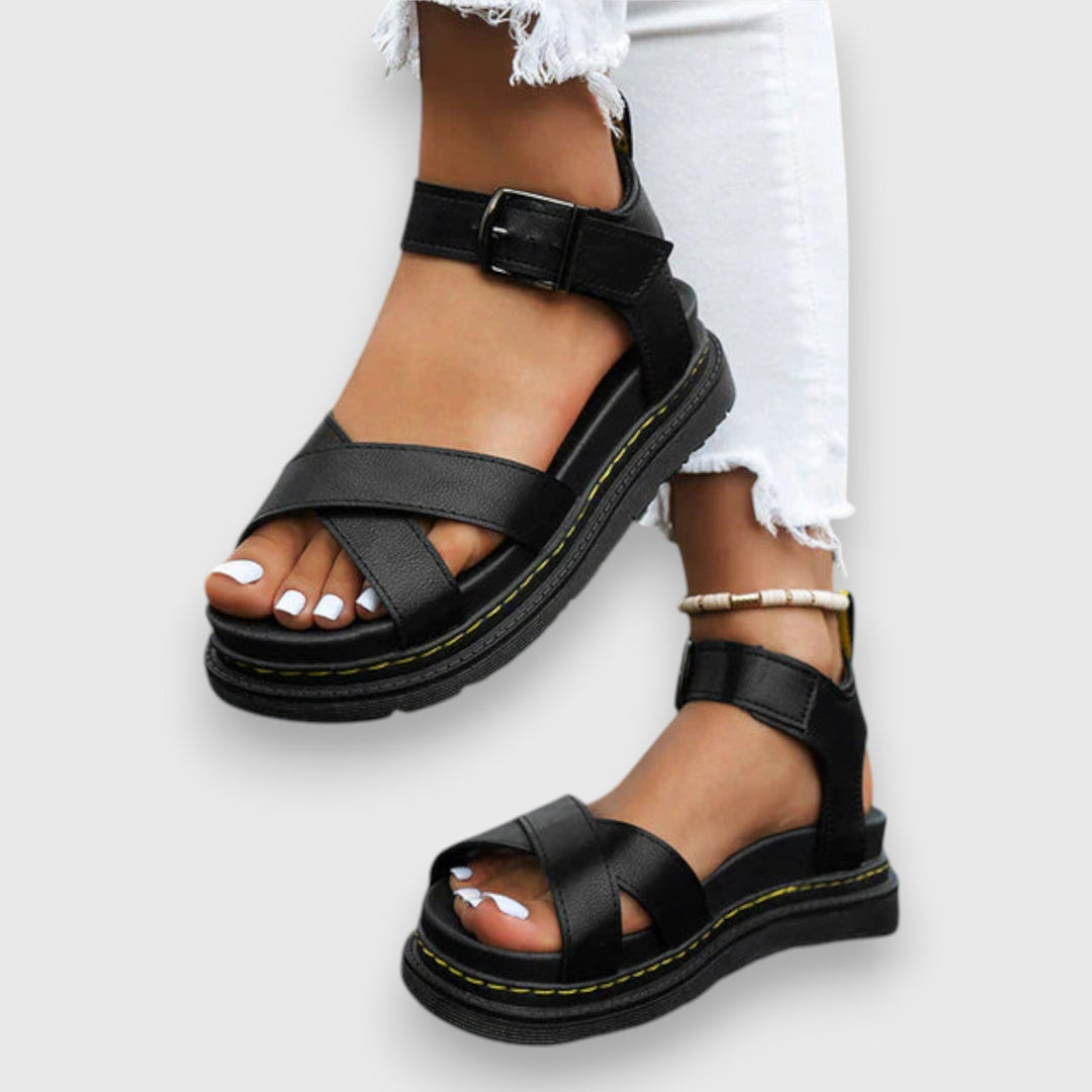 Marlowe | Women's Ankle Strap Platform Sandals - Black - Image 1