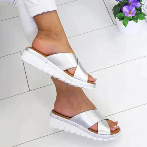 Marlowe | Women's Crossover Strap Platform Sandals - White - Image 1
