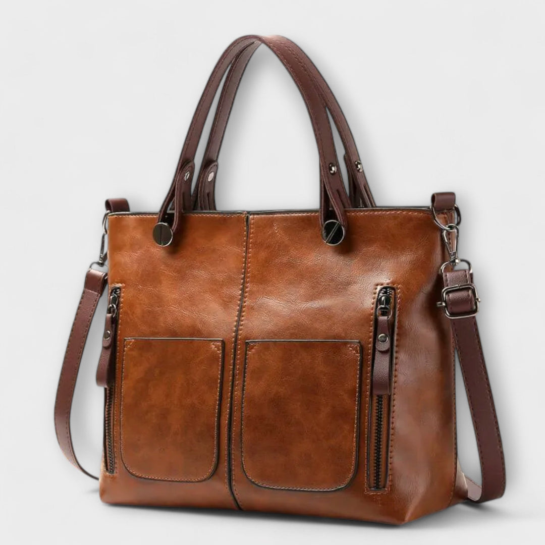 Melisande | Women's Structured Tote Handbag - Brown - Image 1