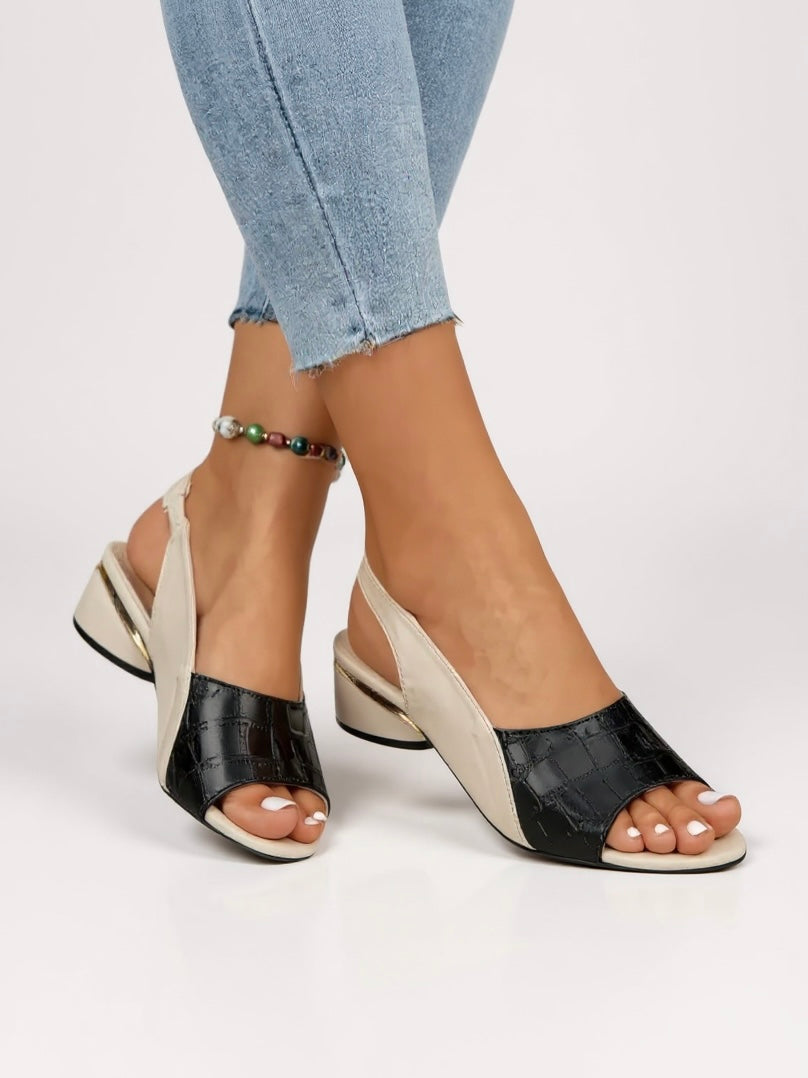 Mineralia | Women's Croc Print Slingback Sandals - Beige - Image 1