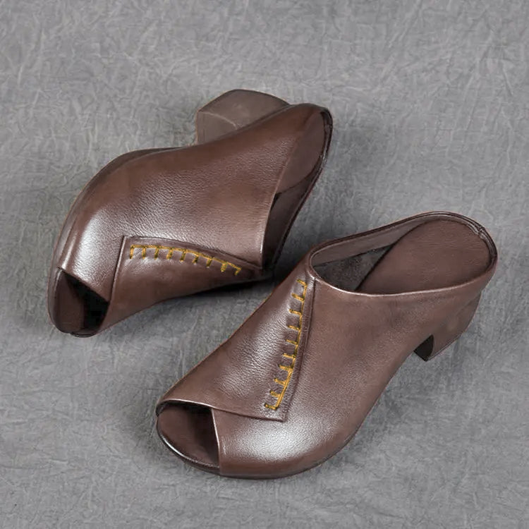 Nadine | Women's Cushioned Slip-On Mules - Brown - Image 1