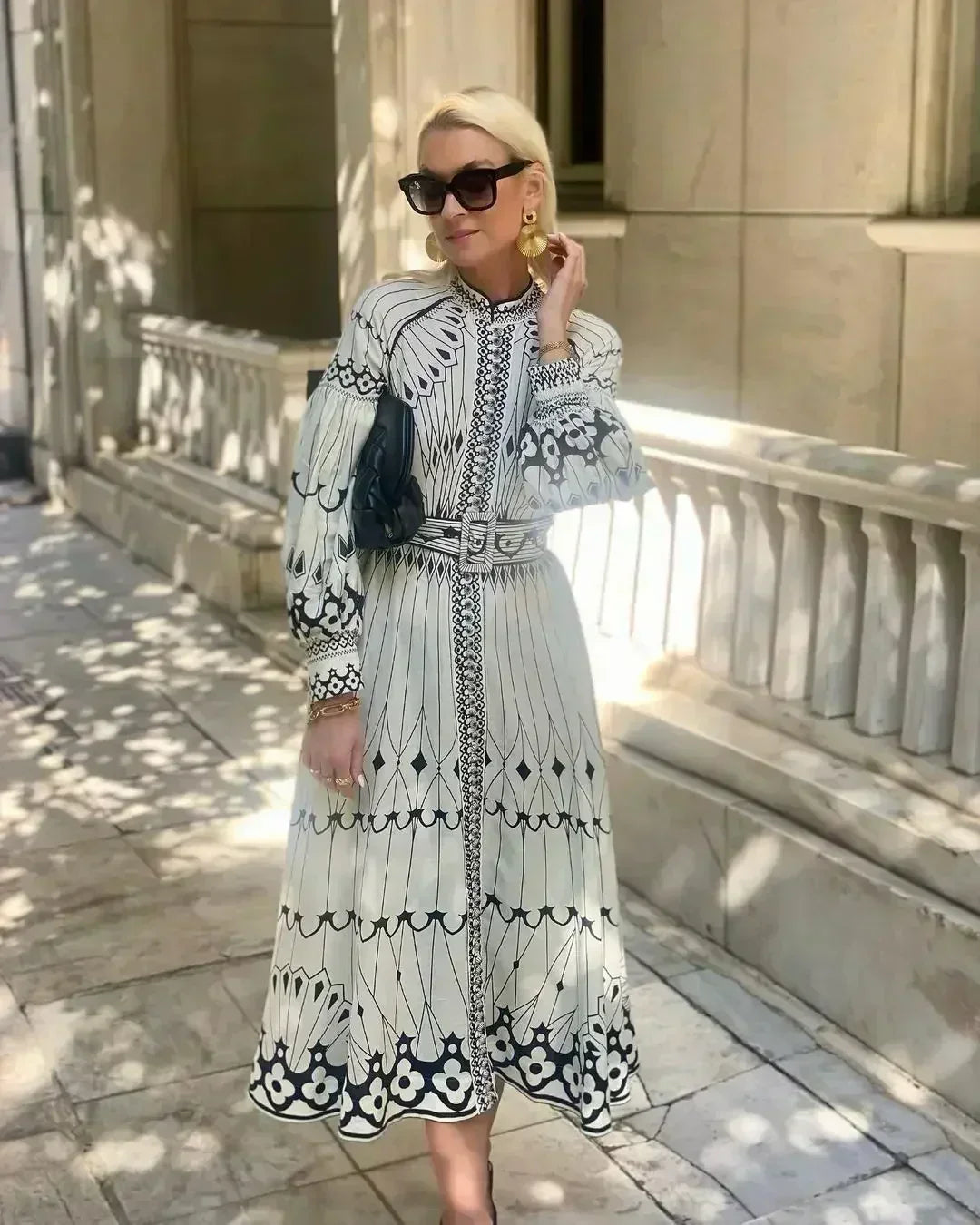Narcissa | Women's Printed Long Sleeve Midi Dress - Image 1