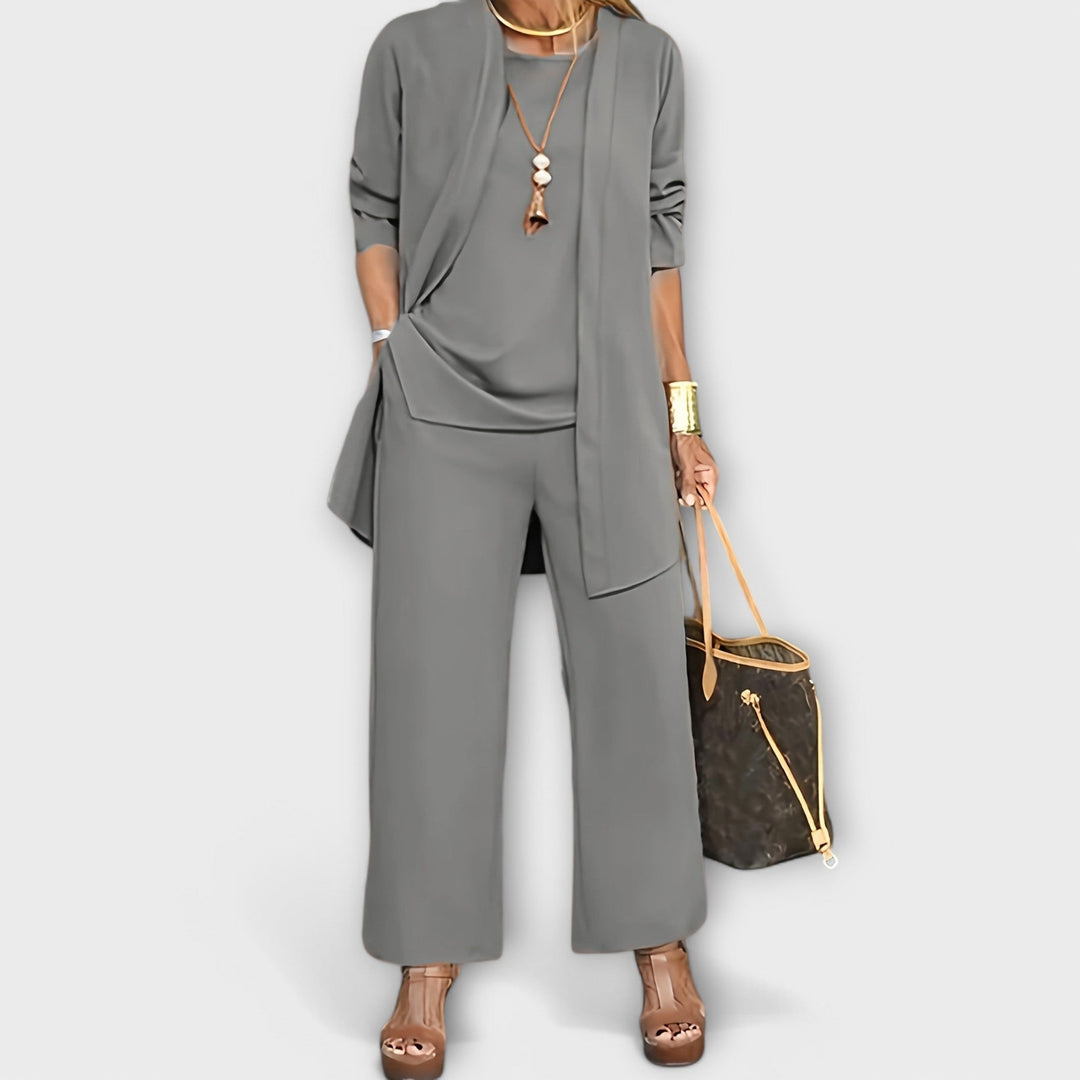Nerissa | Women's Wide Leg Three Piece Set - Grey - Image 1