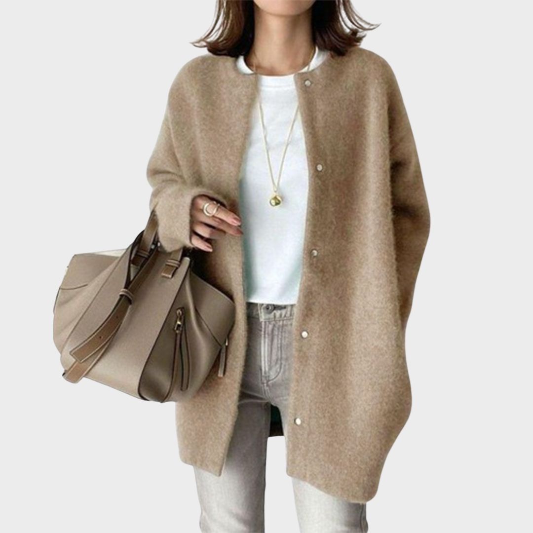 Nora | Women's Button Up Long Cardigan - Beige - Image 1