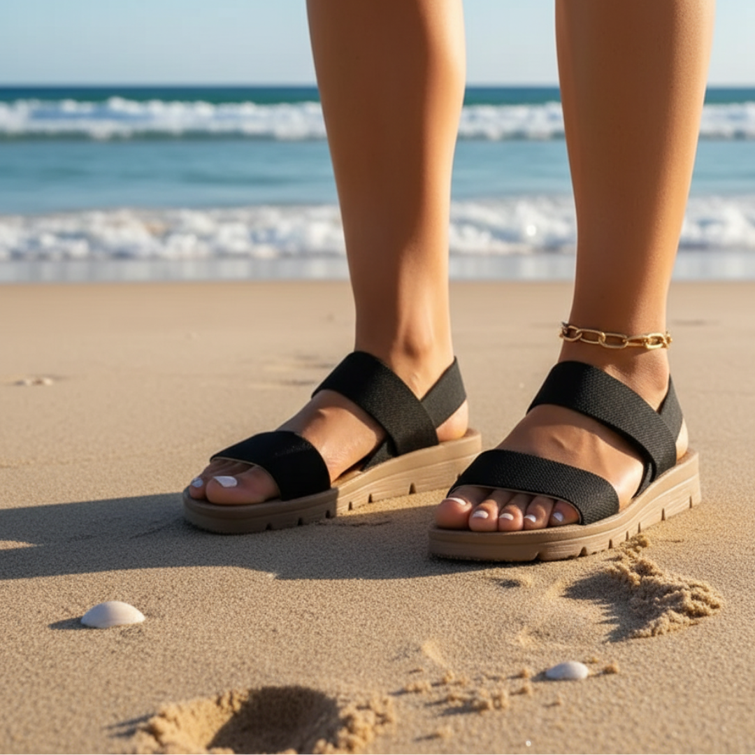 Ophiera | Women's Adjustable Strappy Comfort Sandals - Black - Image 1