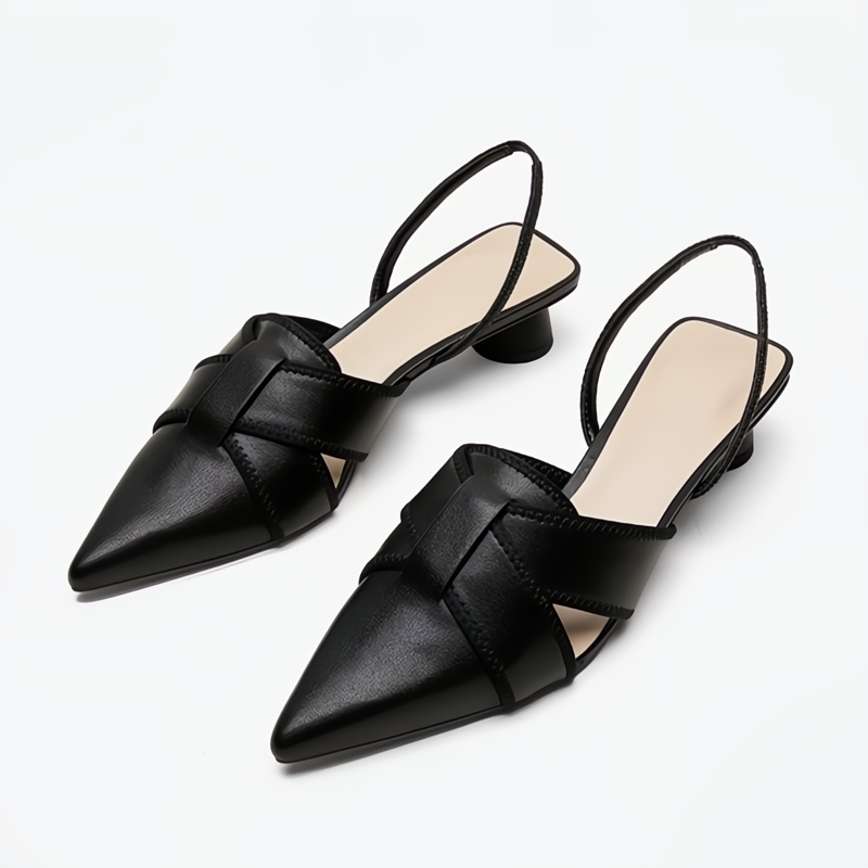 Ottilia | Women's Pointed Toe Slingback Kitten Heels - Black - Image 1
