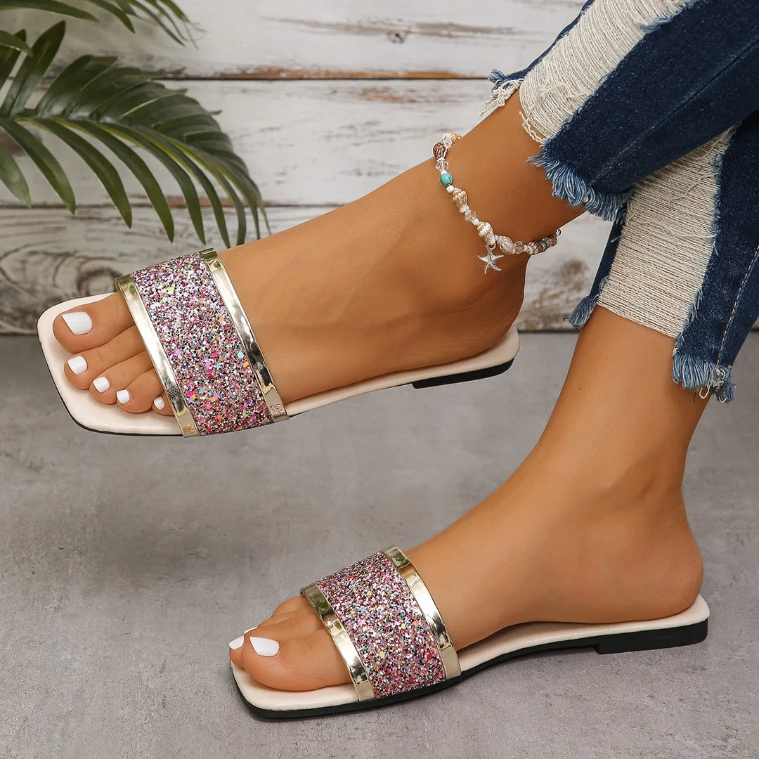 Paloma | Women's Sparkly Glitter Slides - Image 1