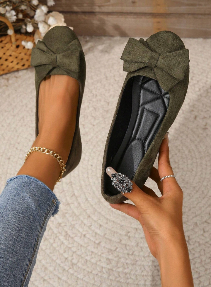 Pandora | Women's Bow Flat Shoes - Green - Image 1