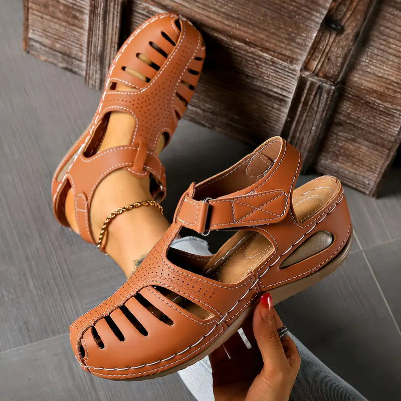 Primrose | Women's Closed Toe Fisherman Sandals - Brown - Image 1