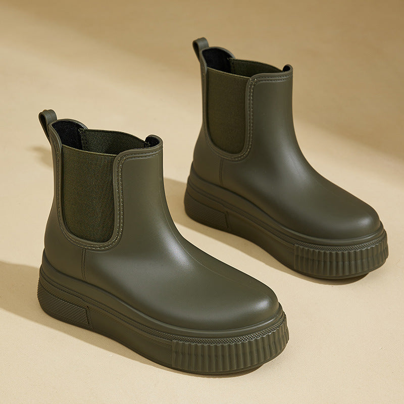Primrose | Women's Platform Chelsea Boots - Khaki - Image 1
