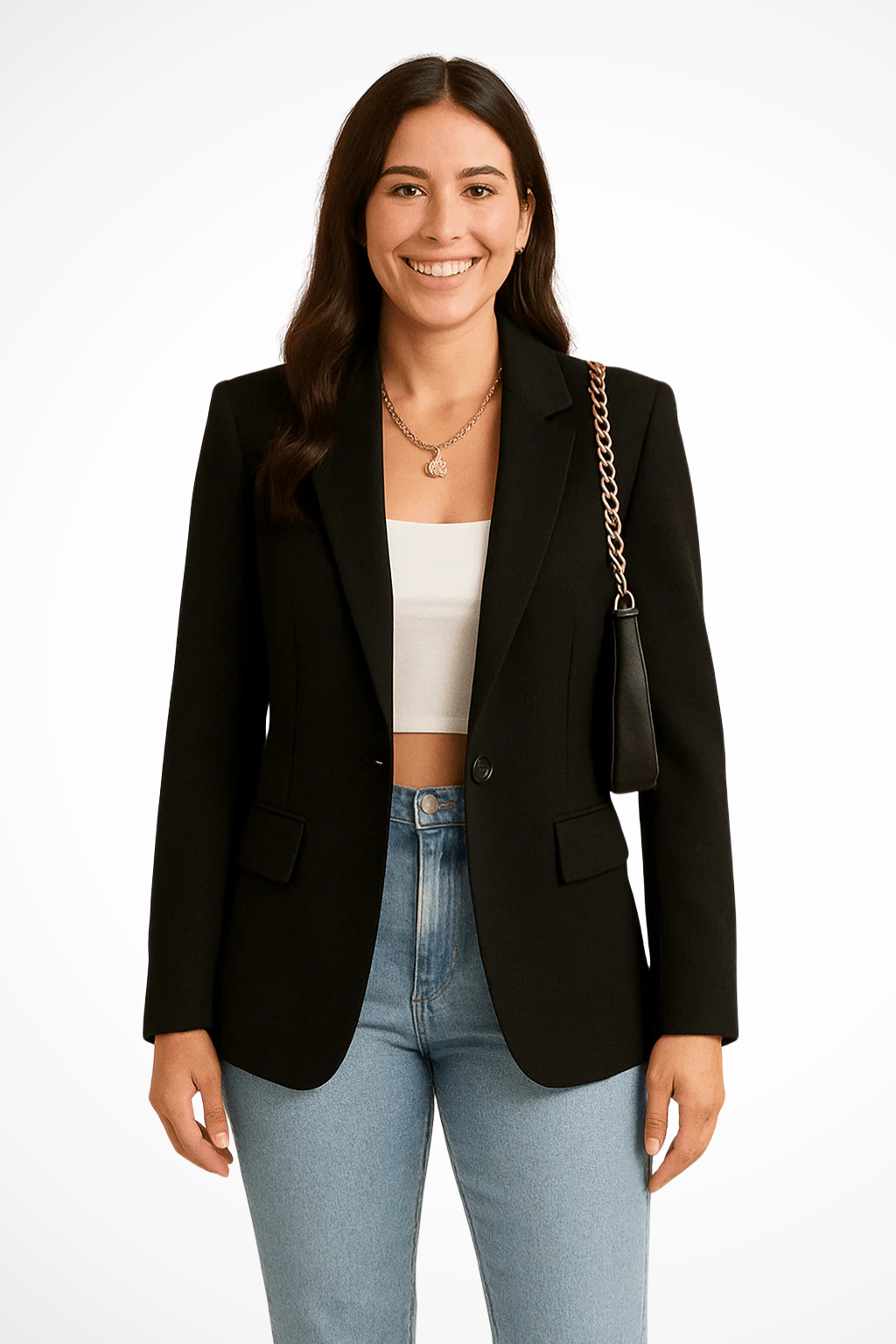 Rosaline | Women's Black Single Button Blazer - Black - Image 1