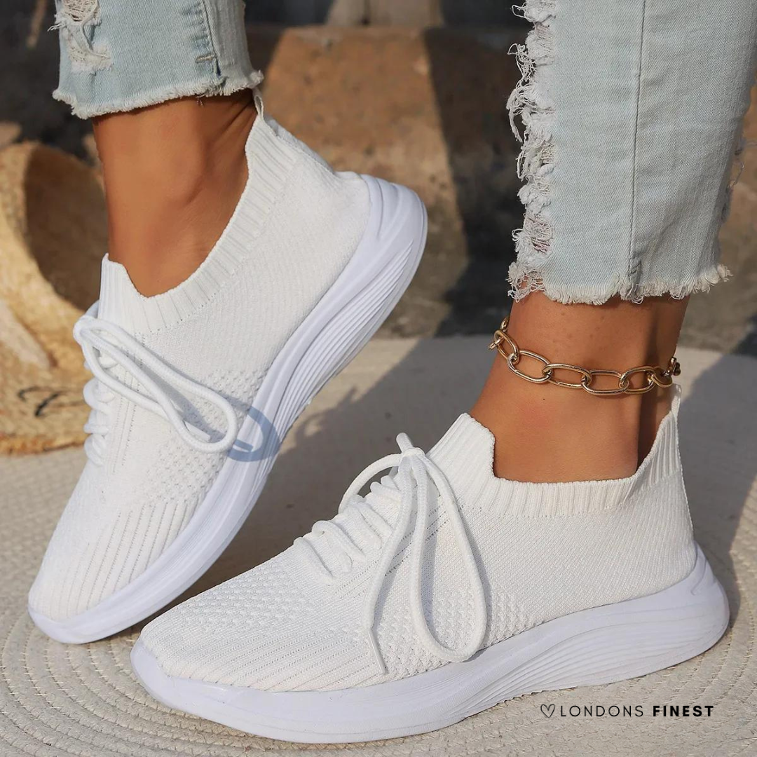 Rosaria | Women's Sock Style Knit Walking Sneakers - White - Image 1