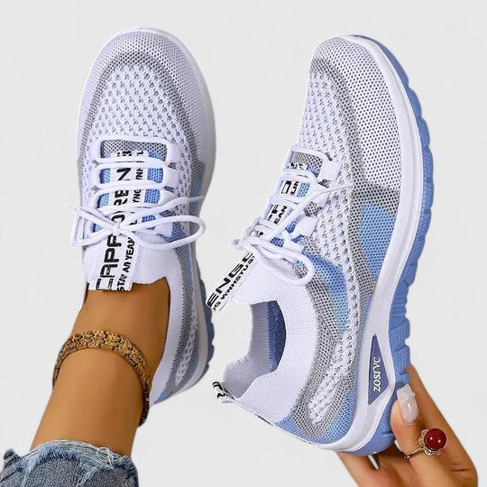 Rowenna | Women's Mesh Lace-Up Athletic Sneakers - White - Image 1