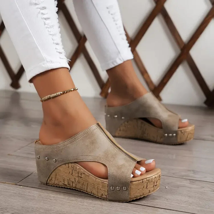 Sabrina | Damen Plateau-Keilabsatz-Sandalen – Schwarz – Bild 5