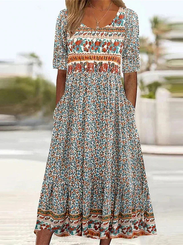 Saoirse | Women's Bohemian Square Neck Maxi Dress - Image 1