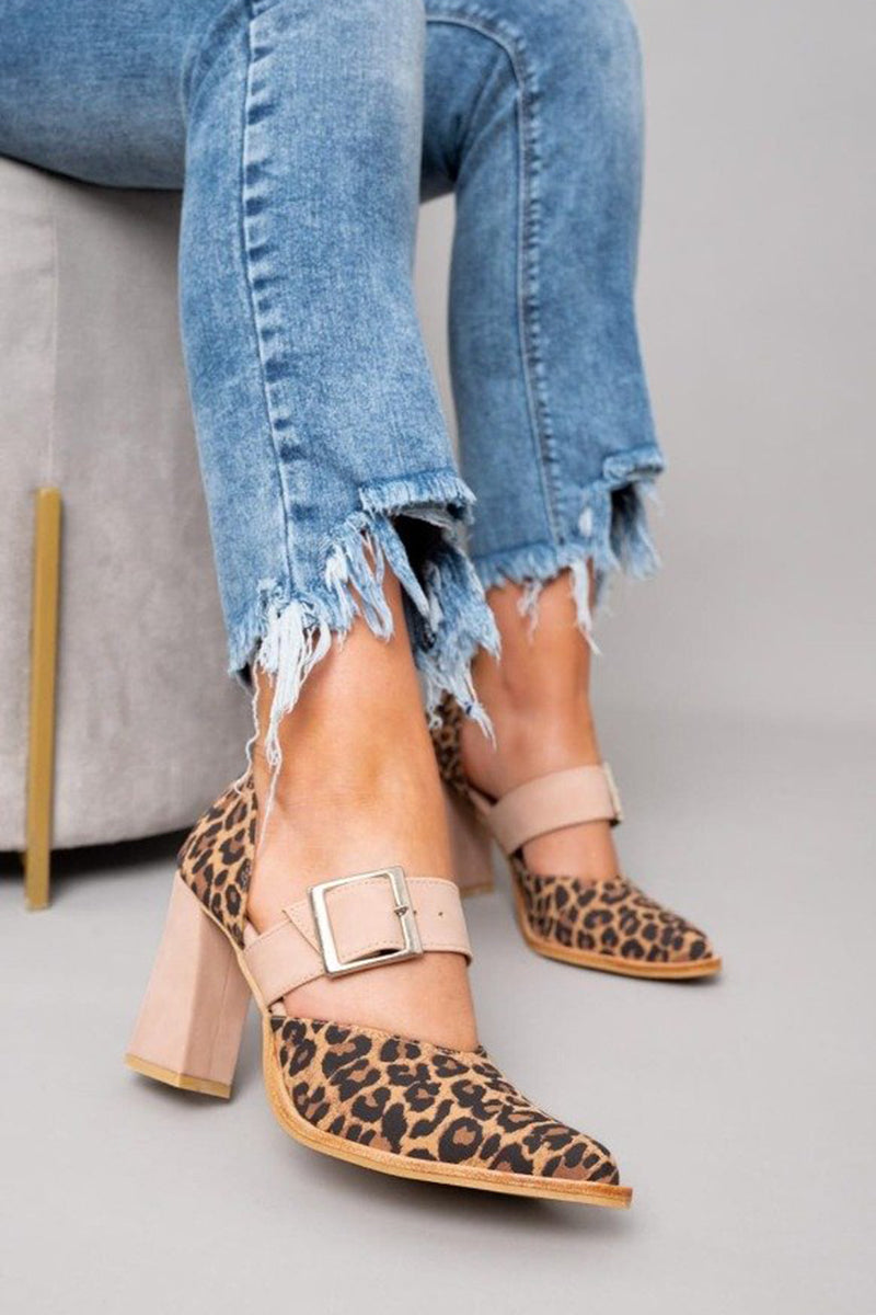 Seraphima | Women's Leopard Print Block Heel Sandals - Image 1