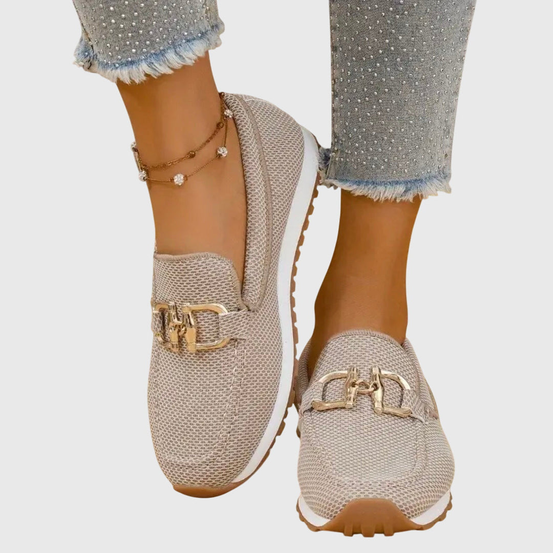 Seraphita | Women's Slip-On Buckle Loafers - Beige - Image 1