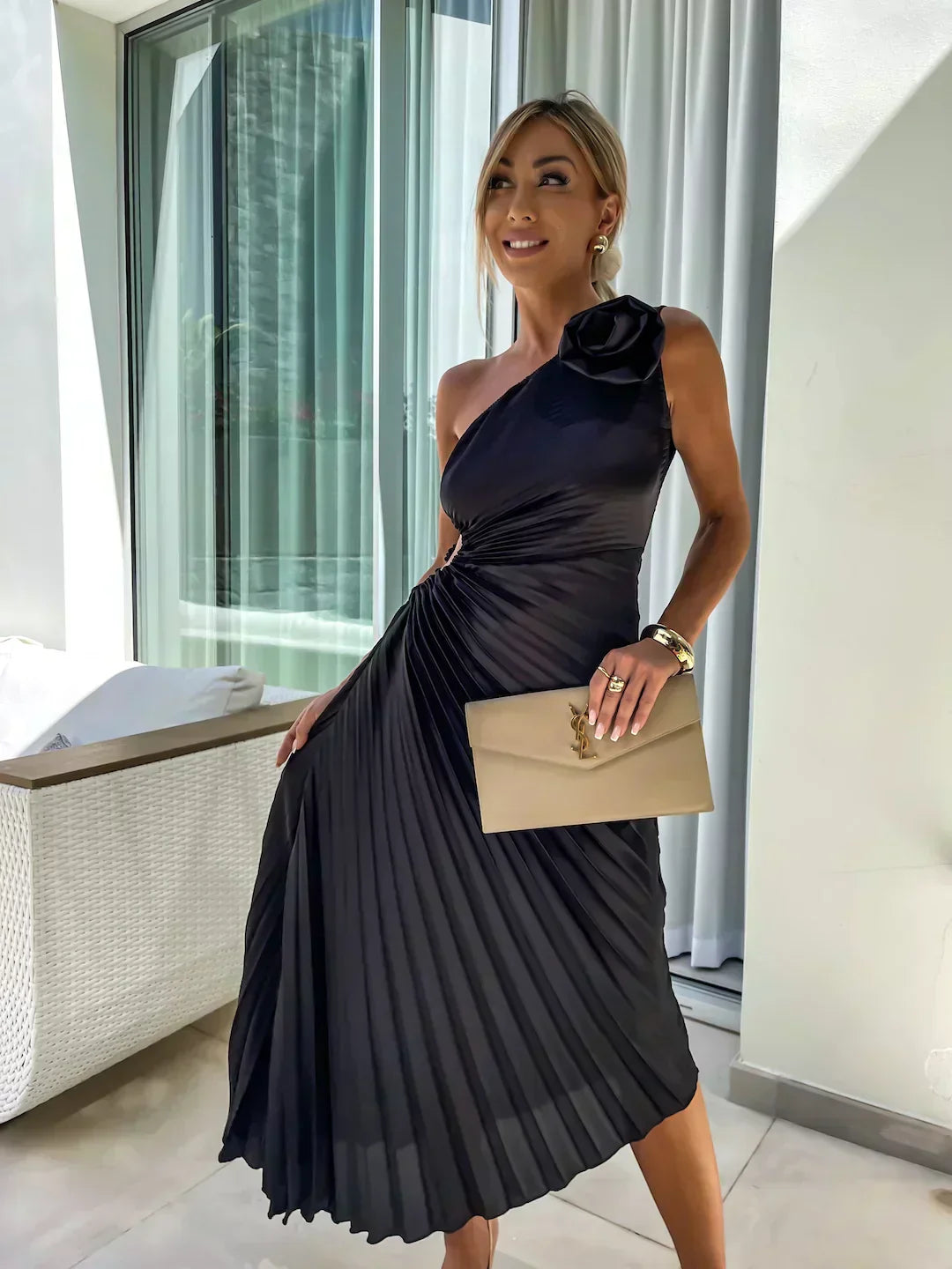 Serenaya | Damen Midi-Kleid mit einem Träger - Pink - Bild 11