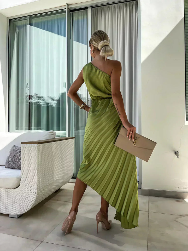 Serenaya | Damen Midi-Kleid mit einer Schulter - Pink - Bild 9