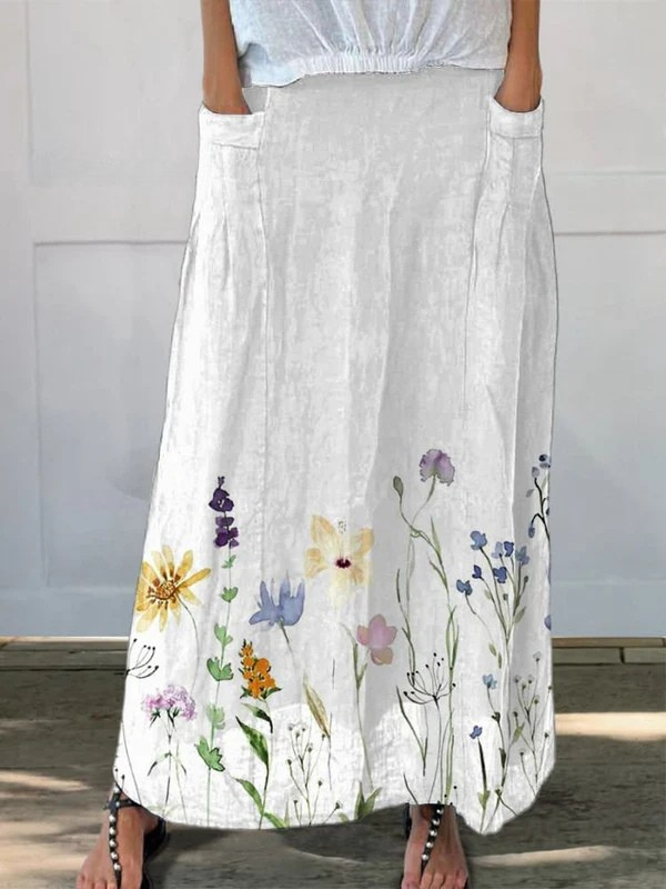 Serendipity | Women's Floral Printed Maxi Skirt - Floral - Image 1