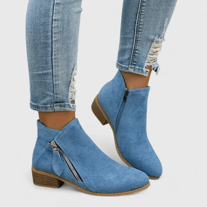 Serenitha | Women's Zip Ankle Boots - Blue - Image 1