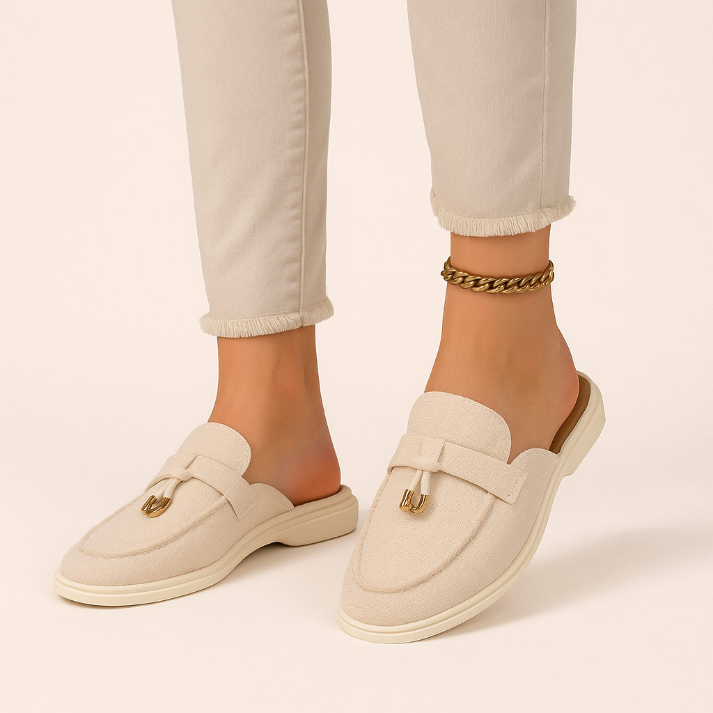 Serenity | Women's Slip On Loafers - Beige - Image 1
