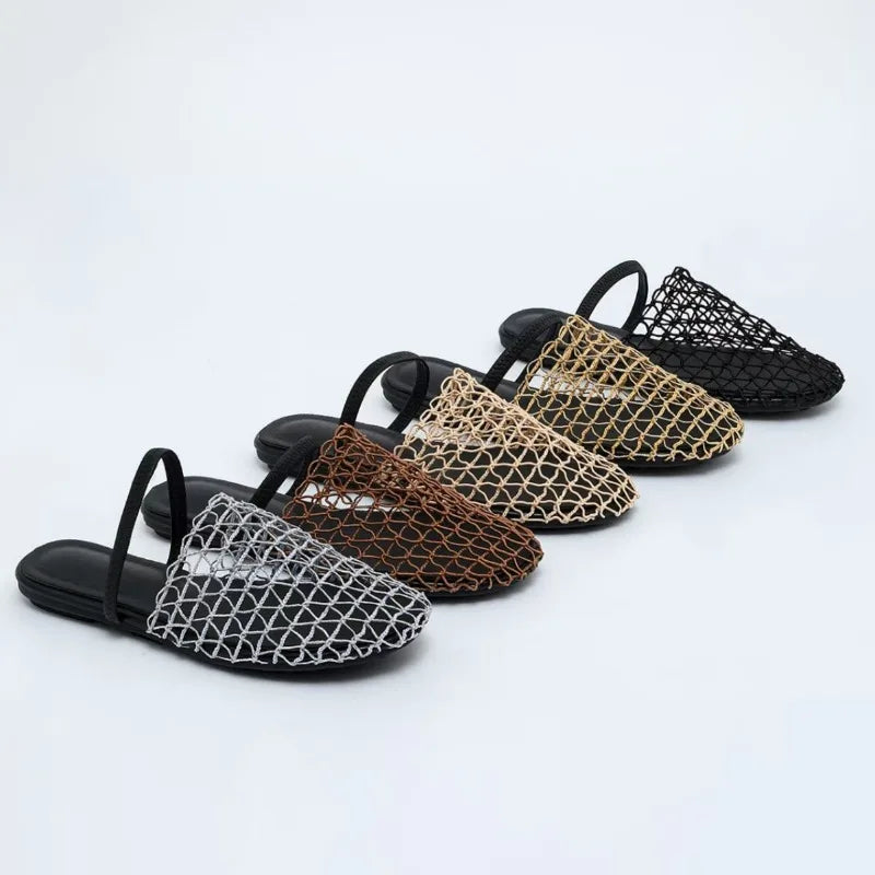 Thaliana | Women's Flat Mesh Sandals - Image 1